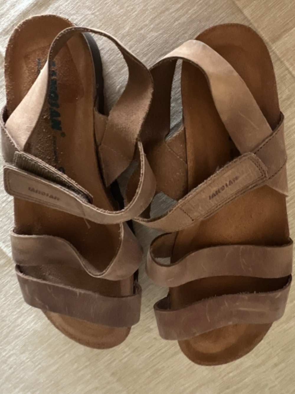 SANDSAN Hook & Loop Strappy Brown Leather Women's Sandals